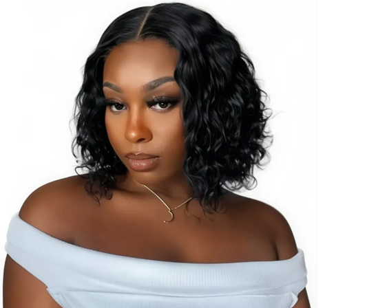 10 inch Brazilian Deep Wave Curly Bob Wig 4x4 Glueless Lace Closure Wig-100% Human Hair - Crown Hairven