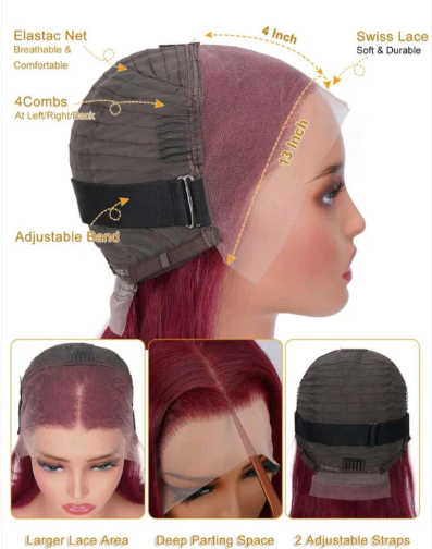 Burgundy Lace Front Wig-Human Hair - Crown Hairven