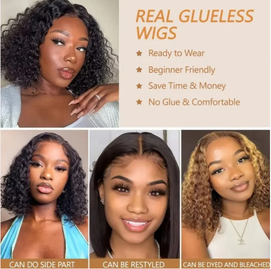 10 inch Brazilian Deep Wave Curly Bob Wig 4x4 Glueless Lace Closure Wig-100% Human Hair - Crown Hairven