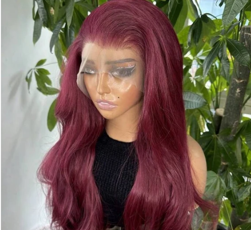 22 inch Burgundy Lace Front Wig-Human Blend - Crown Hairven
