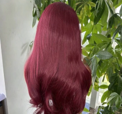 22 inch Burgundy Lace Front Wig-Human Blend - Crown Hairven