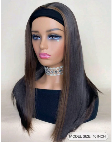 Long Bob Straight Headband- Human Blend - Crown Hairven