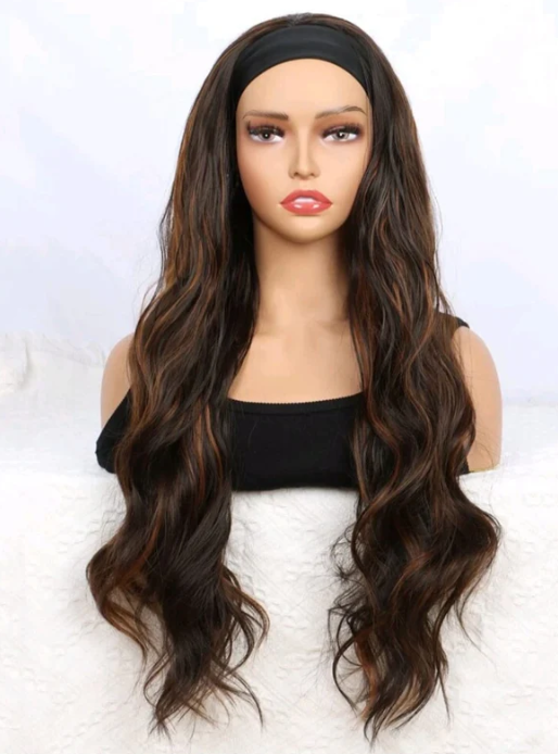 30 inch Ombré honey brown headband wig-Human Blend - Crown Hairven