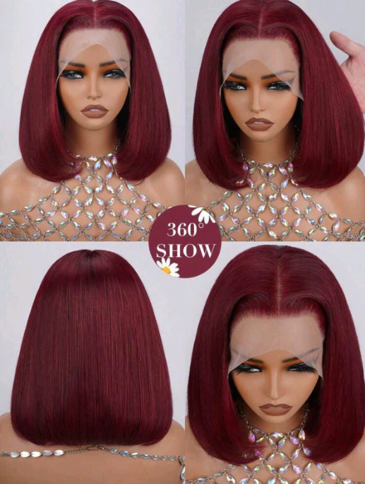 Burgundy Lace Front Wig-Human Hair - Crown Hairven
